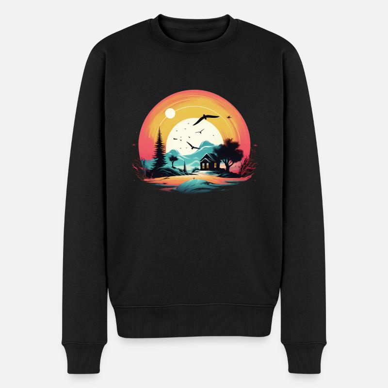 Coucher de soleil - Pull Premium bio Homme - noir