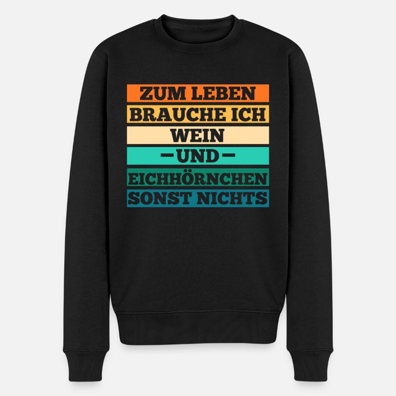Wein Eichhörnchen - Männer Premium Bio Pullover - Schwarz