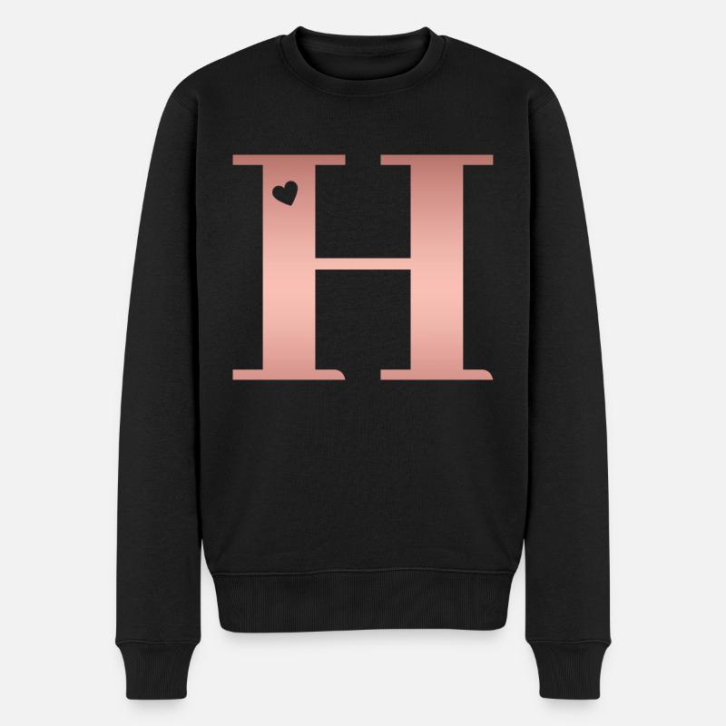 Buchstabe H Roségold - Männer Premium Bio Pullover - Schwarz