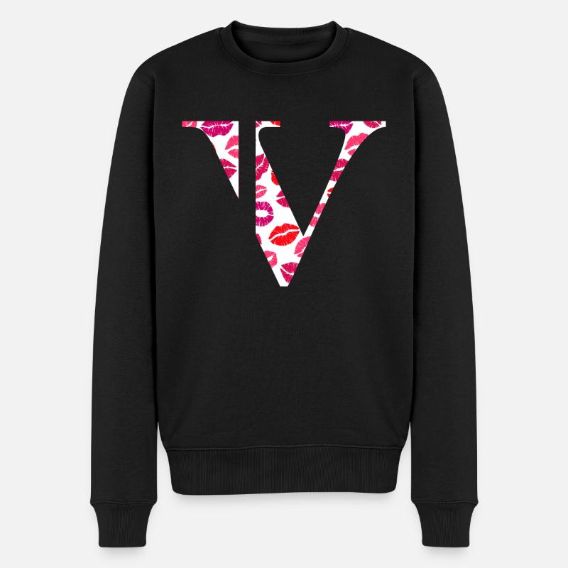 Buchstabe v Küsse - Männer Premium Bio Pullover - Schwarz