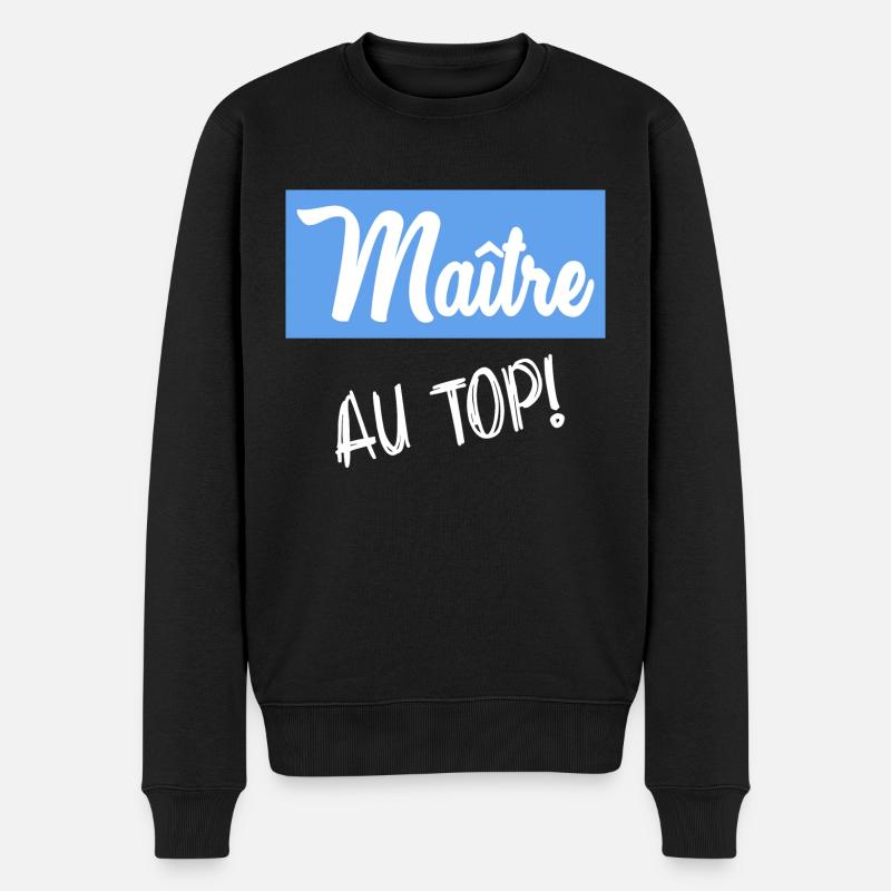 MAÎTRE. MAITRE. MERCI. MERCI MAÎTRE - Pull Premium bio Homme - noir