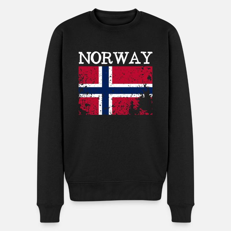 Norway Grunge Flag - Norwegen Flagge - Norge - Männer Premium Bio Pullover - Schwarz