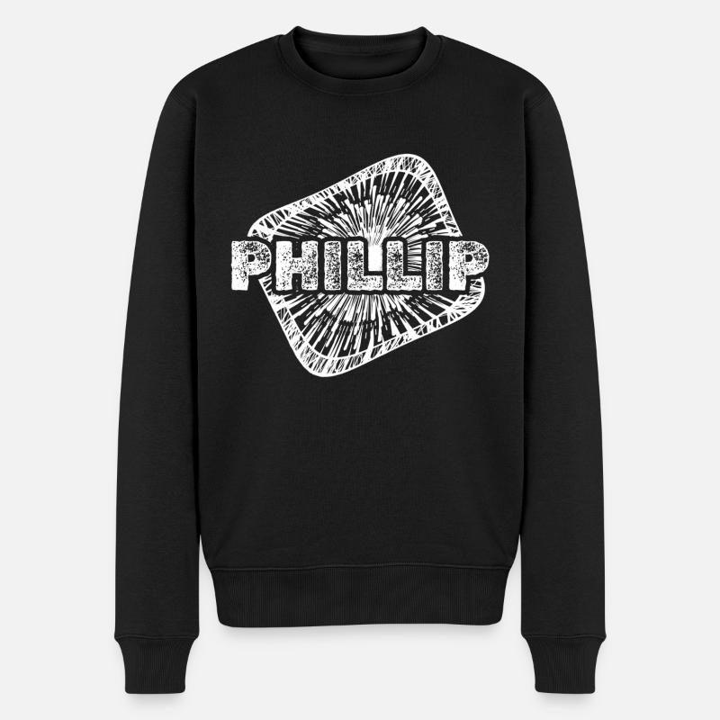 Phillip als Geburt - Männer Premium Bio Pullover - Schwarz