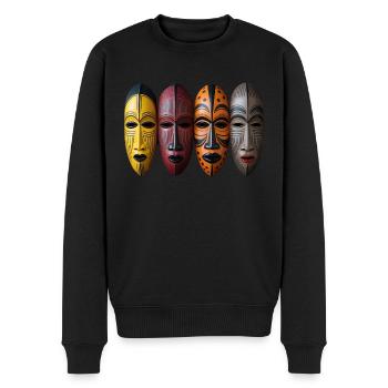 Masque africain - Pull Premium bio Homme - noir - Devant - Nico (187cm)
