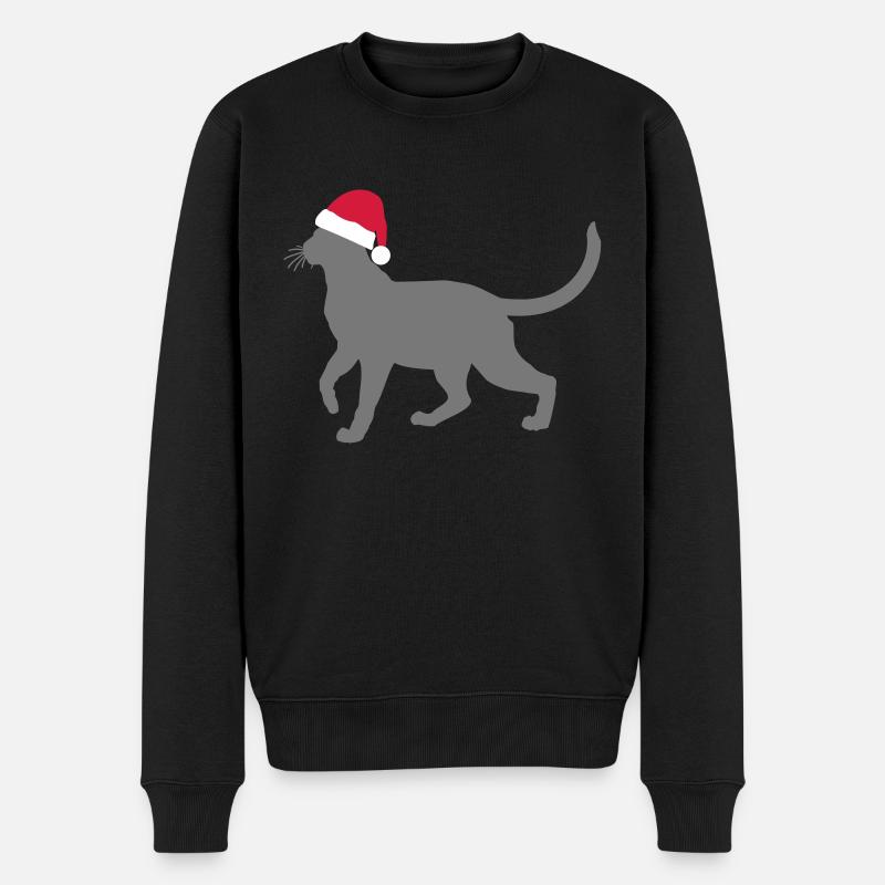 Weihnachtskatze - Männer Premium Bio Pullover - Schwarz