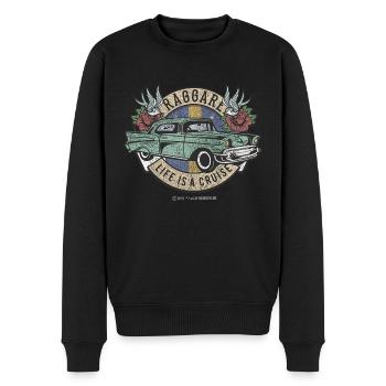 Raggare Life Is A Cruise Schweden Fahne Distressed - Männer Premium Bio Pullover - Schwarz - Vorne - Nico (187cm)