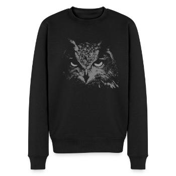 Eule - Männer Premium Bio Pullover - Schwarz - Vorne - Nico (187cm)
