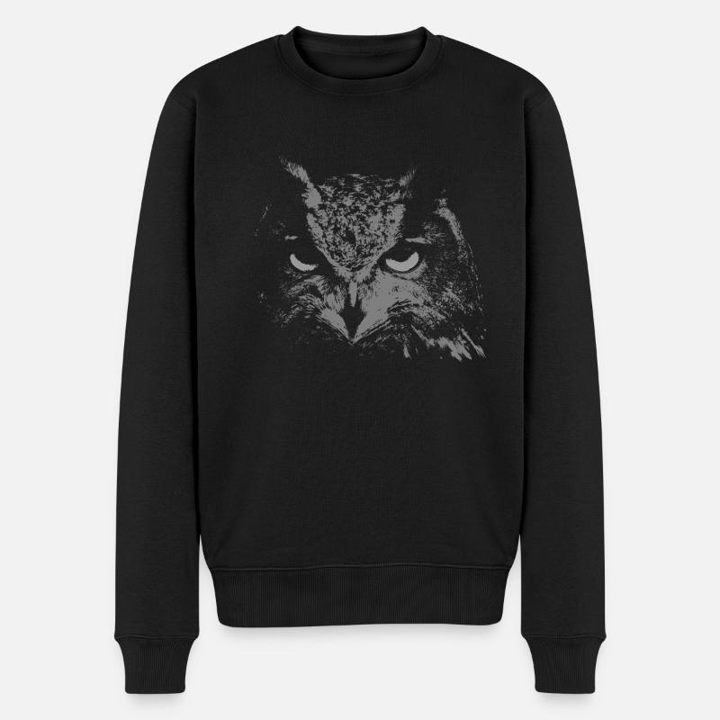 Eule - Männer Premium Bio Pullover - Schwarz