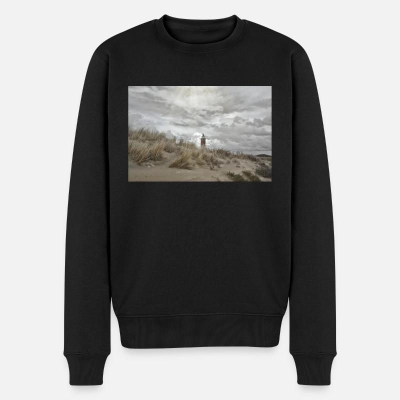 Leuchtturm hinter den Dünen - Männer Premium Bio Pullover - Schwarz