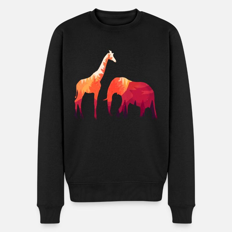 Giraffe Elefant Silhoutte 01 2021 - Männer Premium Bio Pullover - Schwarz