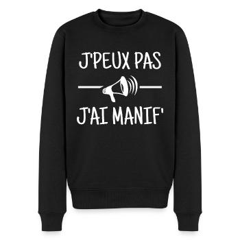 J'PEUX PAS j'AI MANIF' - Pull Premium bio Homme - noir - Devant - Nico (187cm)