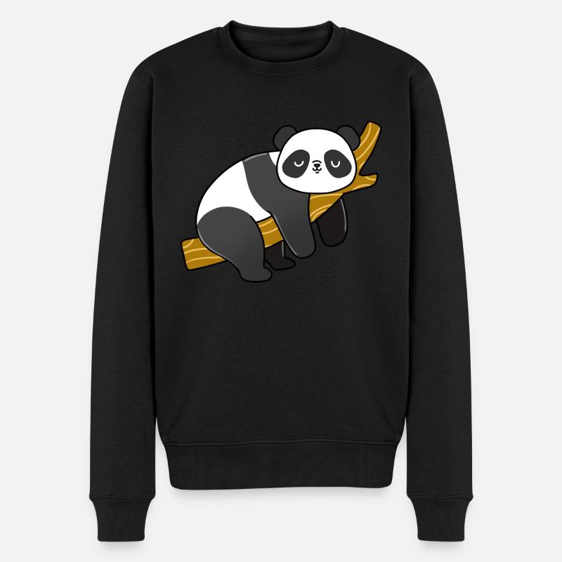 Panda schlafend auf einem Zweig - Männer Premium Bio Pullover - Schwarz