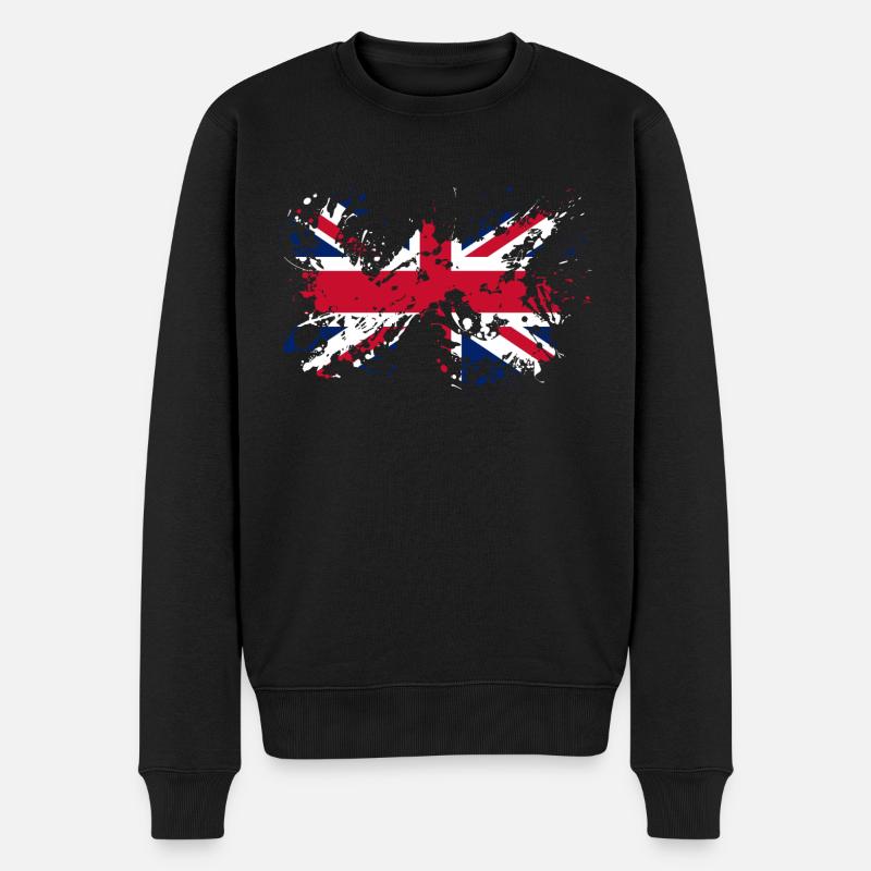 England Flagge englische Fahne Farbklecks - Männer Premium Bio Pullover - Schwarz