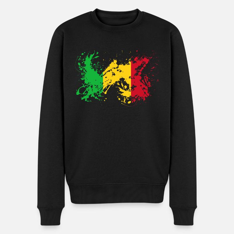 Mali Fahne Nationalflagge Farbklecks - Männer Premium Bio Pullover - Schwarz