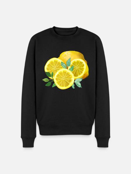 Lemons, yellow, lemon slices - Men's Premium Organic Jumper - black