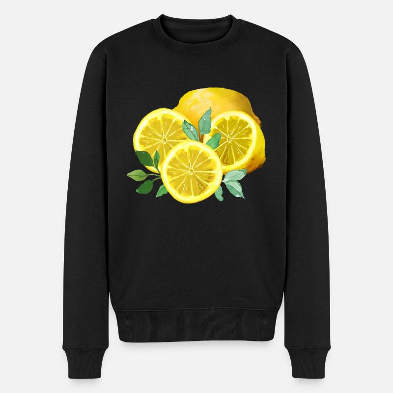 Citrons, jaunes, tranches de citron - Pull Premium bio Homme - noir