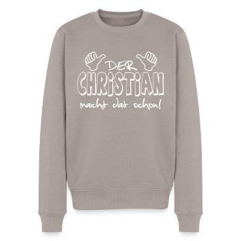 christian - Männer Premium Bio Pullover - Taupe - Vorne - Nico (187cm)