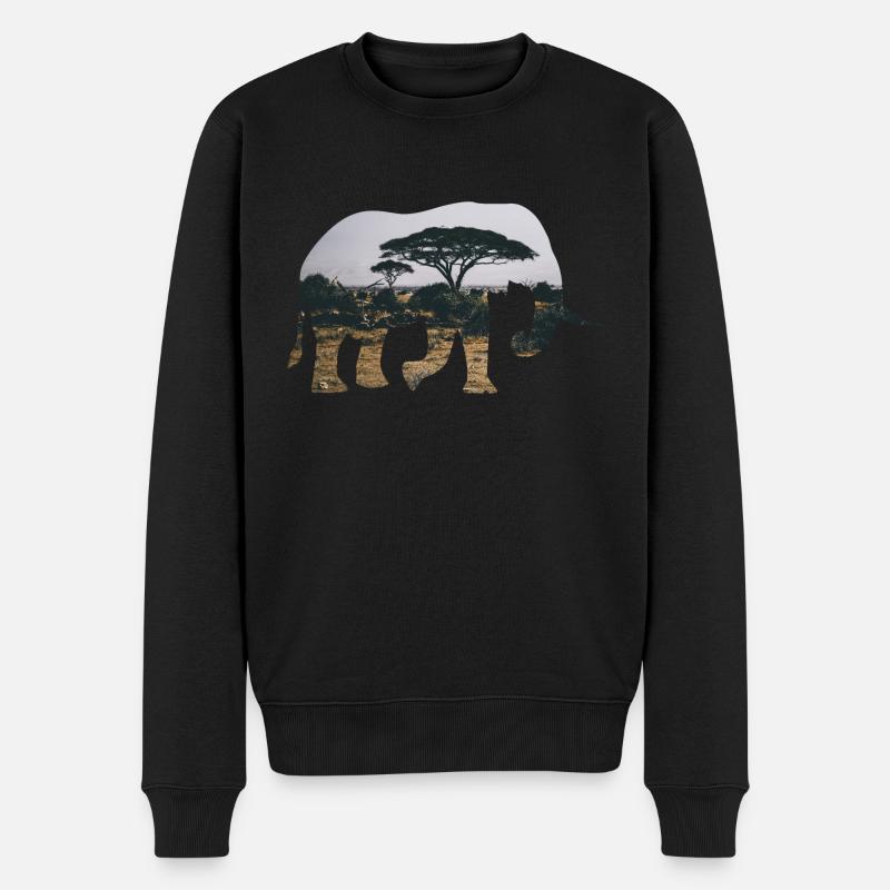 Silhouette de l’éléphant Savannah - Pull Premium bio Homme - noir