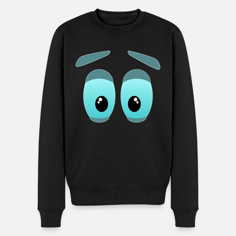 Die großen Augen - Männer Premium Bio Pullover - Schwarz
