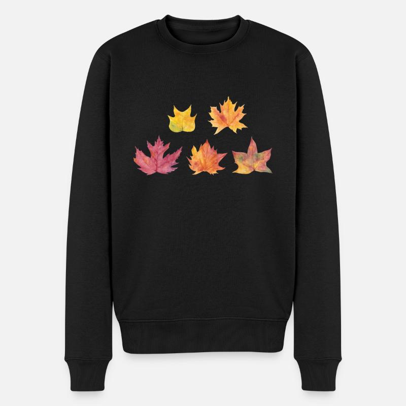 Herbstlaub - Männer Premium Bio Pullover - Schwarz