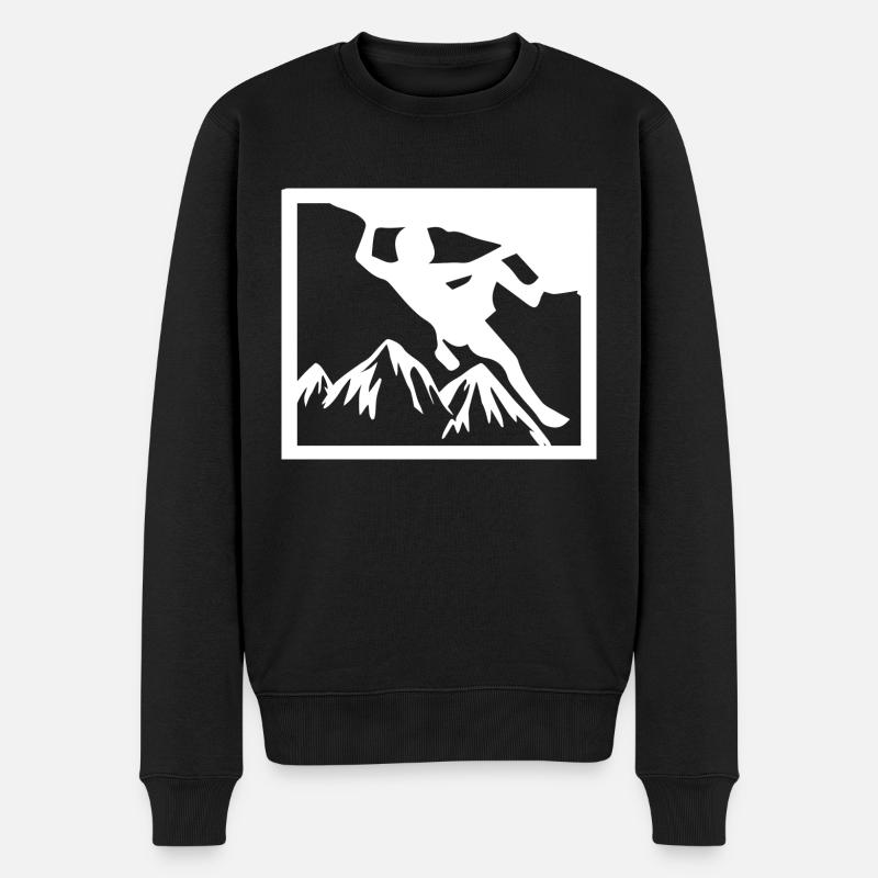 Bouldern Klettern Climbing Wandern - Männer Premium Bio Pullover - Schwarz