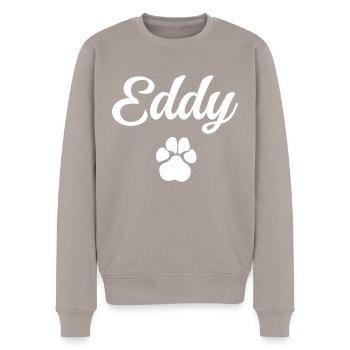 Hundename EDDY mit Pfote - Männer Premium Bio Pullover - Taupe - Vorne - Nico (187cm)