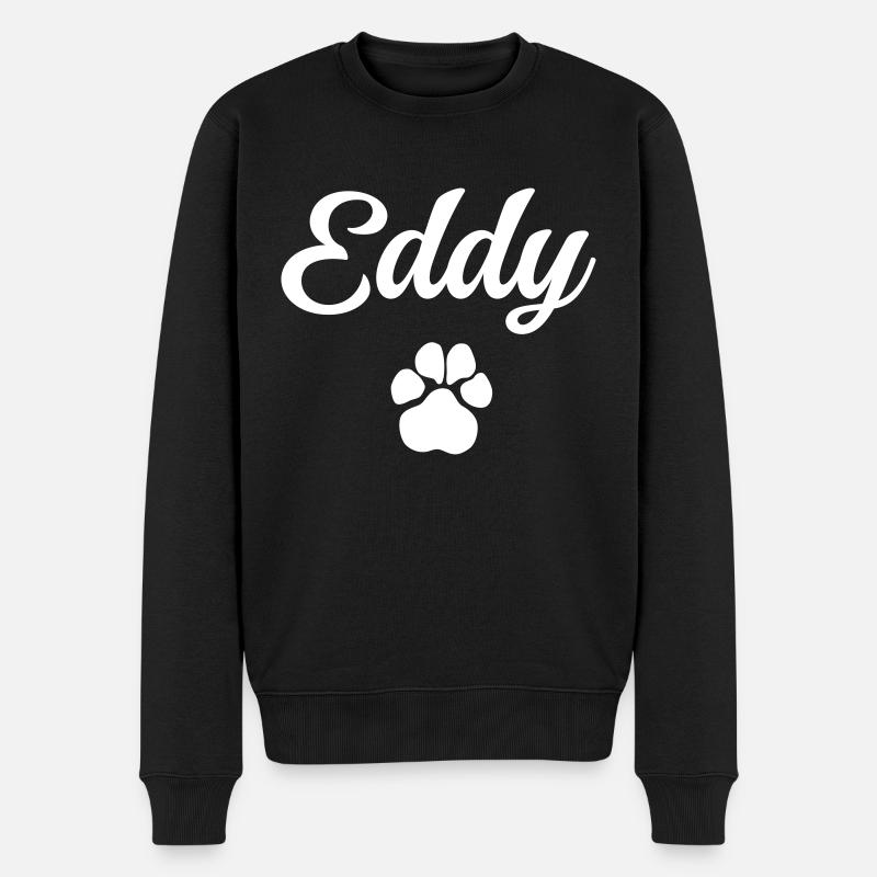 Hundename EDDY mit Pfote - Männer Premium Bio Pullover - Schwarz