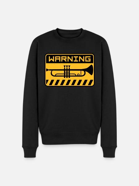 Warning Trompete Musik - Männer Premium Bio Pullover - Schwarz