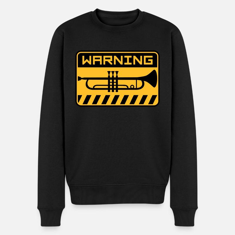 Warning Trompete Musik - Männer Premium Bio Pullover - Schwarz