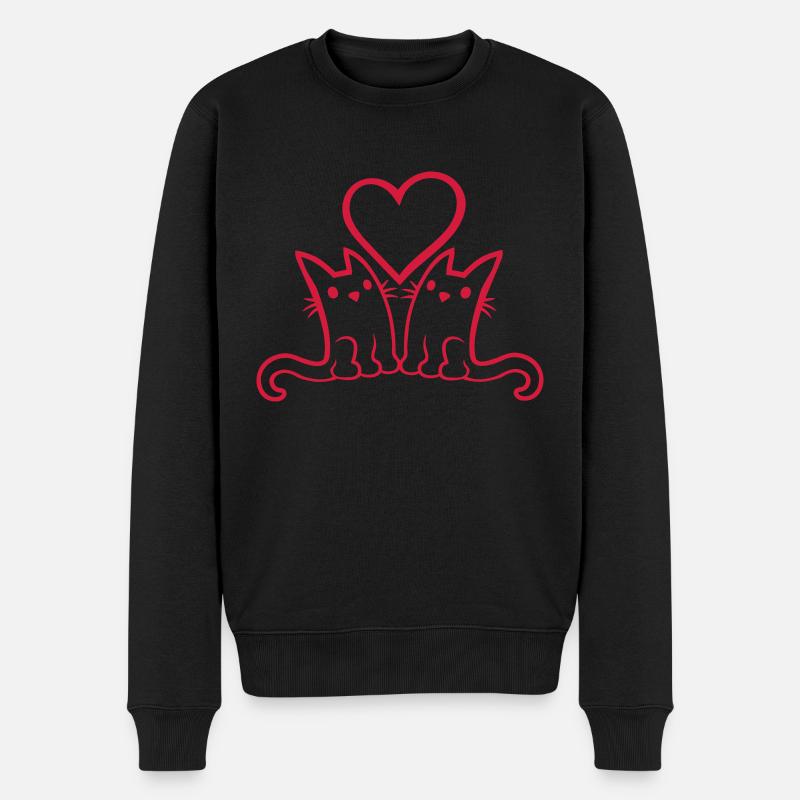 2 kleine Katzen Paar - Männer Premium Bio Pullover - Schwarz