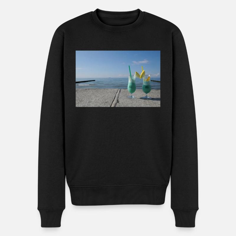 Cocktails am Strand - Männer Premium Bio Pullover - Schwarz