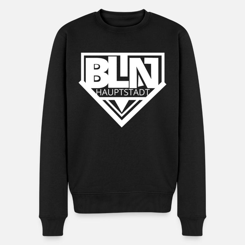 Berlin BLN Hauptstadt White - Männer Premium Bio Pullover - Schwarz