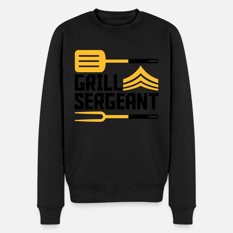 Grillmeister Grill Sergeant BBQ - Männer Premium Bio Pullover - Schwarz