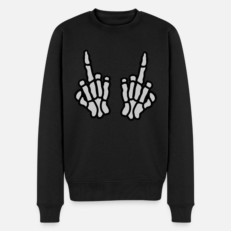 2 hands bone middle finger - Men's Premium Organic Jumper - black
