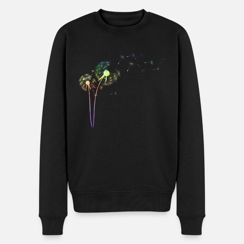 Bunte Pusteblume | Löwenzahn Blume Frühling Sommer - Männer Premium Bio Pullover - Schwarz