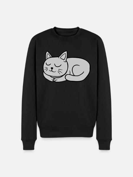 Sleeping dear lying cat - Men's Premium Organic Jumper - black