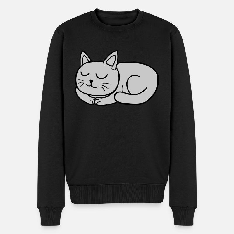 Sleeping dear lying cat - Men's Premium Organic Jumper - black
