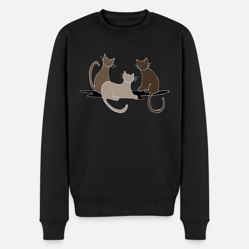 Katzen - Männer Premium Bio Pullover - Schwarz