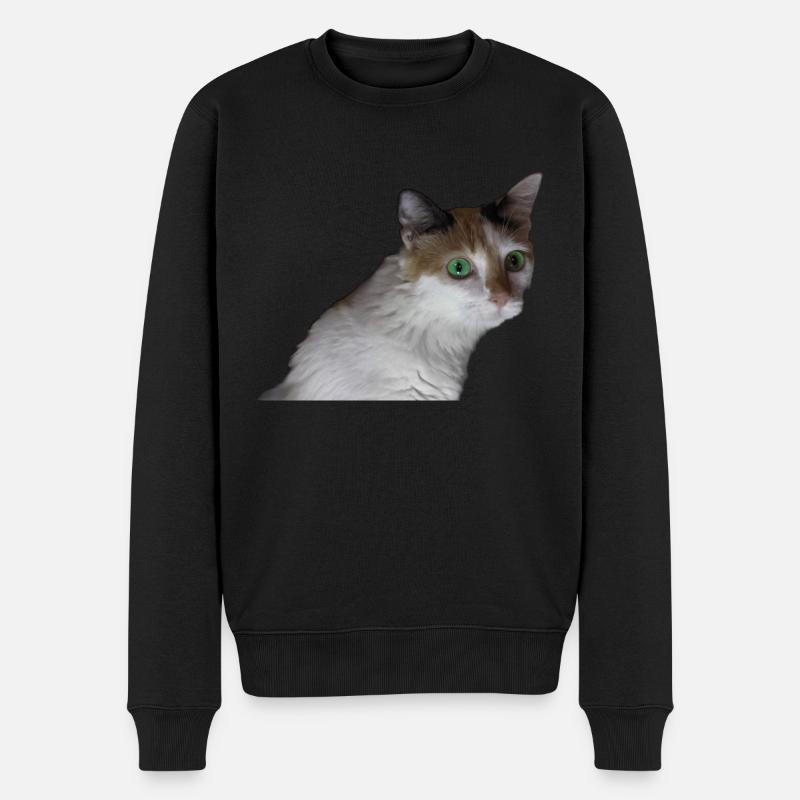 Nina die Katze - Männer Premium Bio Pullover - Schwarz