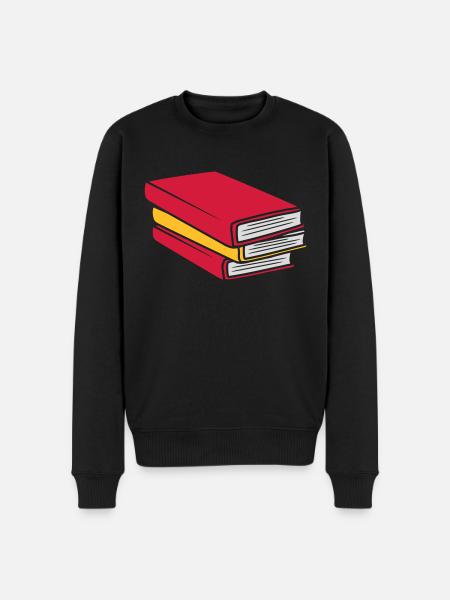 Design stacked books comic - Men's Premium Organic Jumper - black