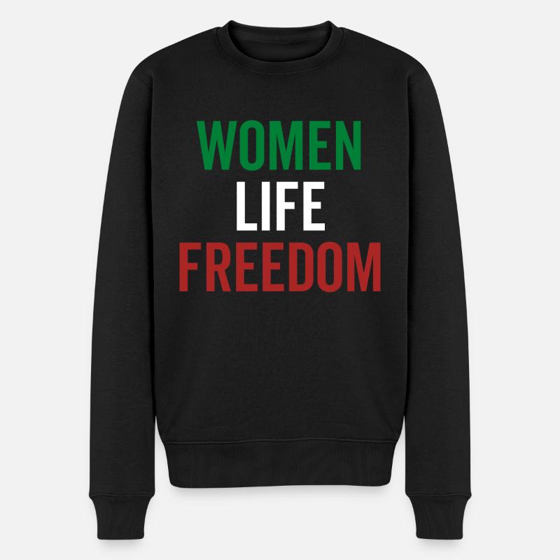 Frauen Leben Freiheit - Männer Premium Bio Pullover - Schwarz