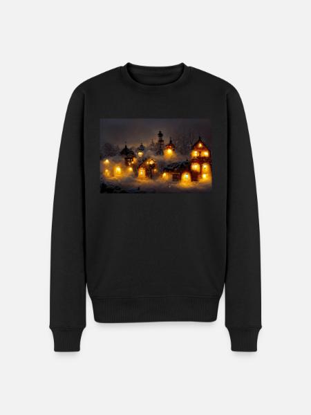 Weihnachtsdorf - Männer Premium Bio Pullover - Schwarz