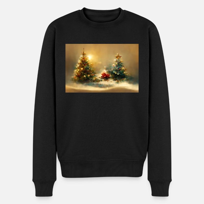 Aquarelle Arbres de Noël - Pull Premium bio Homme - noir