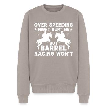 Driving too fast can hurt - barrel - Men's Premium Organic Jumper - taupe - Front - Nico (187cm)