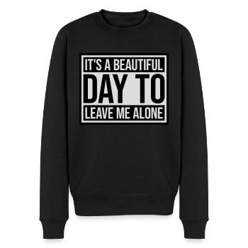 leave me alone day - Männer Premium Bio Pullover - Schwarz - Vorne - Nico (187cm)