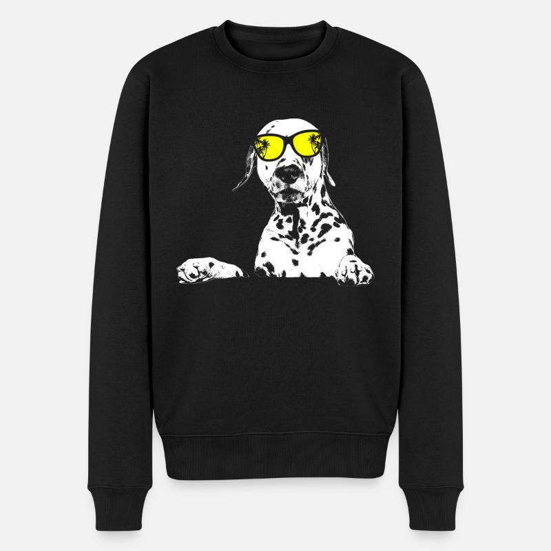 Dalmatiner Hundeliebe Kopfhörer Hundefans Dalmatin - Männer Premium Bio Pullover - Schwarz