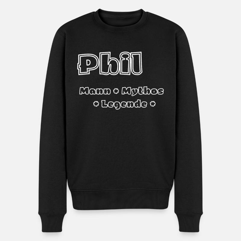Phil - Mann, Mythos, Legende - Männer Premium Bio Pullover - Schwarz