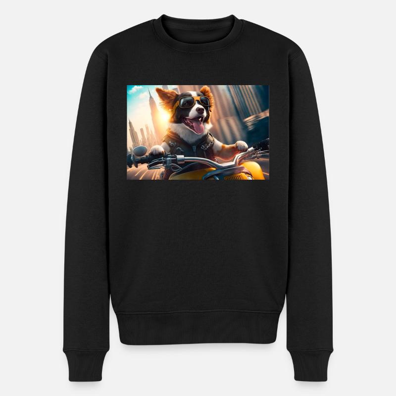 Chien à moto - Pull Premium bio Homme - noir