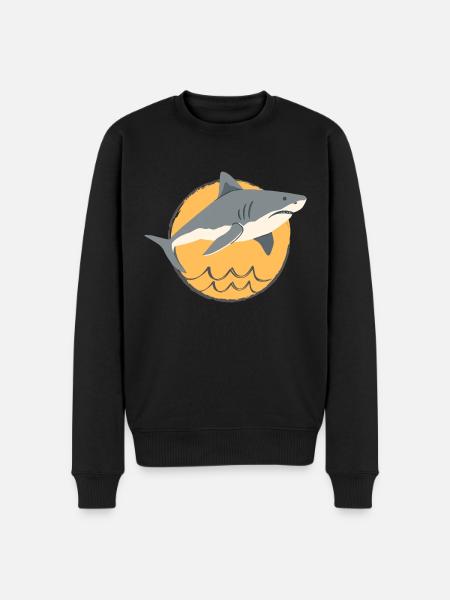 Hai Symbol - Männer Premium Bio Pullover - Schwarz
