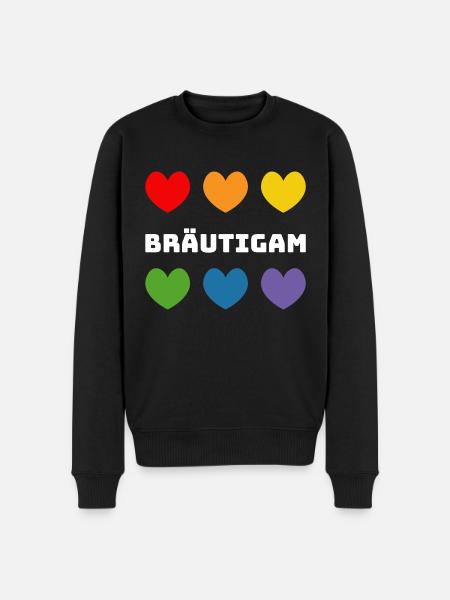 Regenbogenherzchen Braeutigam weiss - Männer Premium Bio Pullover - Schwarz